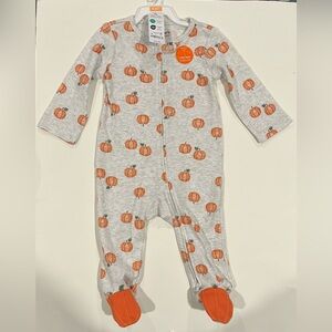 9 months Carters Two Way Zip Pumpkin print Pajama onesie
